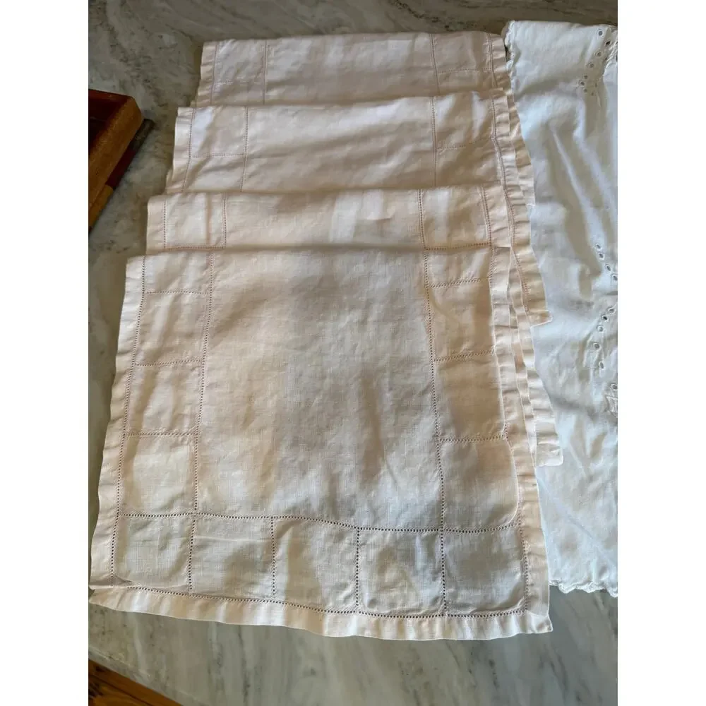 Lot of Vintage Cutwork Table Linens Table Runners Napkins White Pink